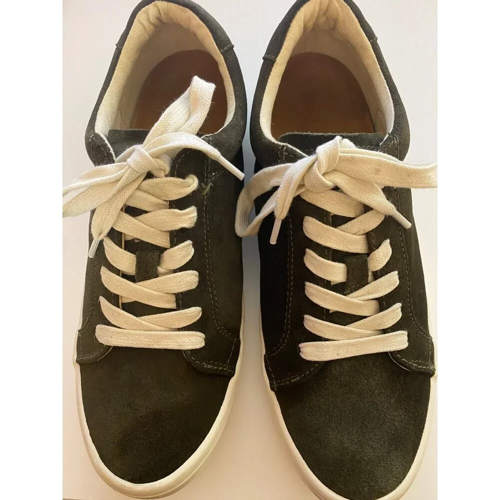 Frye Kerry Suede Sneakers Women 8.5 Fatigue Green Low Top Comfort Trainers Shoes